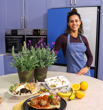 Brittany in the Expresso kitchen with freshly prepared dishes
